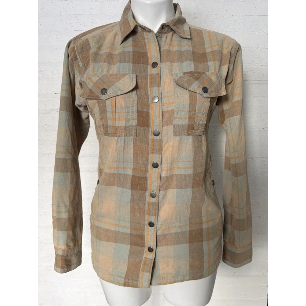 Cabincore Gorpcore 90s Prana Finnegan Corduroy Shacket Plaid Organic Cotton XS